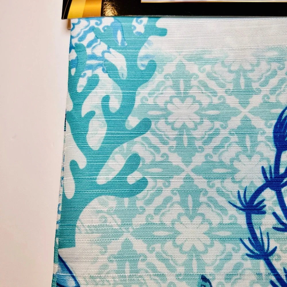 Blue Cora Ocean Fabric Shower Curtain Turtles Crab Starfish Shells Corral Plants